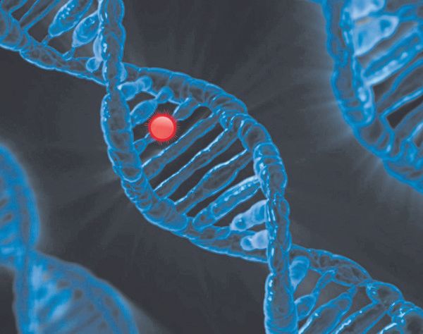 Image of DNA strands in blue on black background